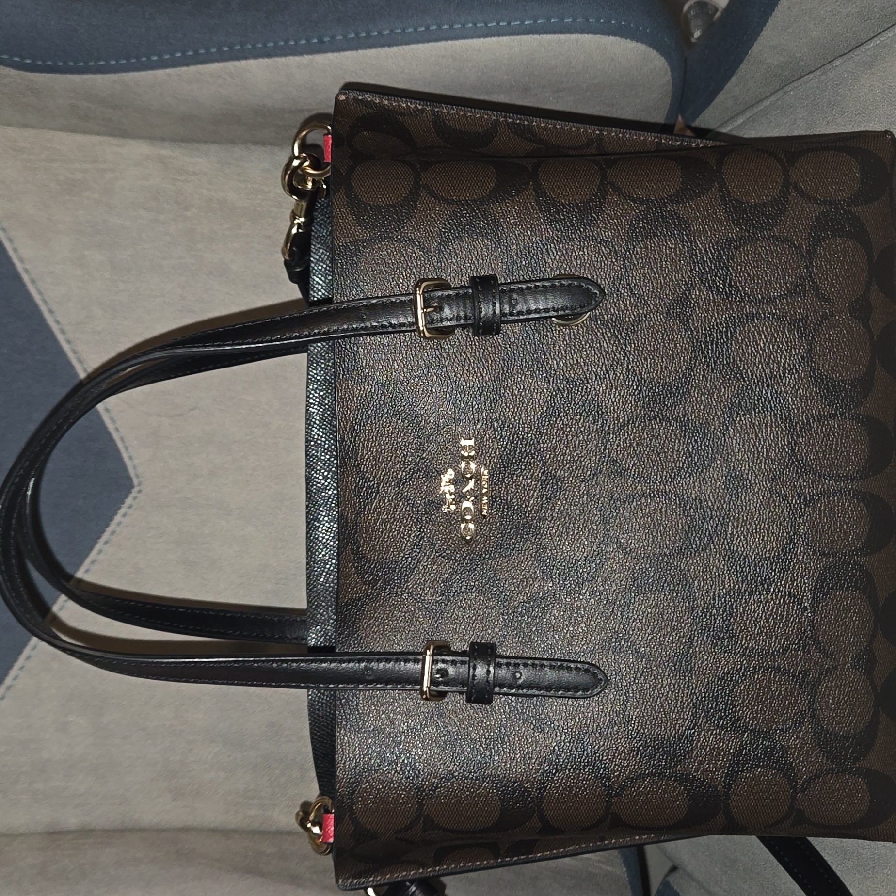 Coach Signature Brown Mollie Tote Bag 25